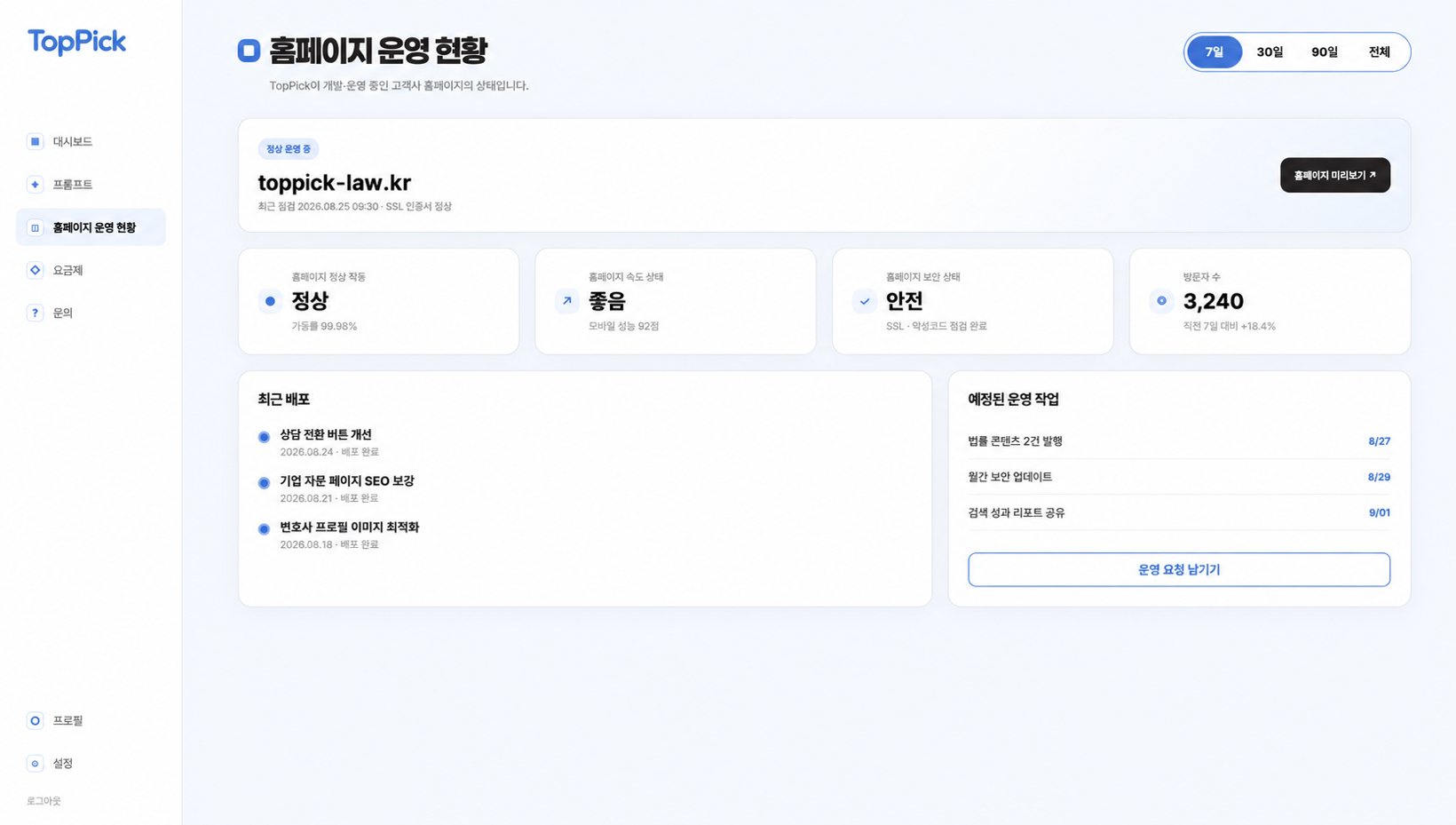 로펌 홈페이지 운영 현황